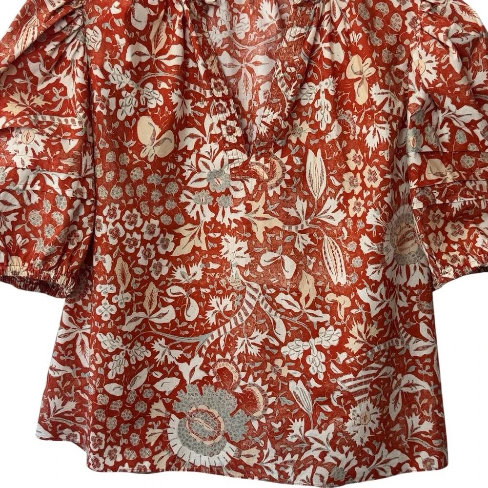 Ulla Johnson Imari Top Orange Blossom Puff Sleeve Boho Feminine Cottagecore‎ 10